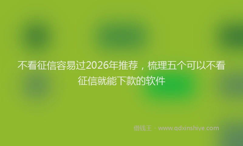 不看征信容易过2026年推荐，梳理五个可以不看征信就能下款的软件