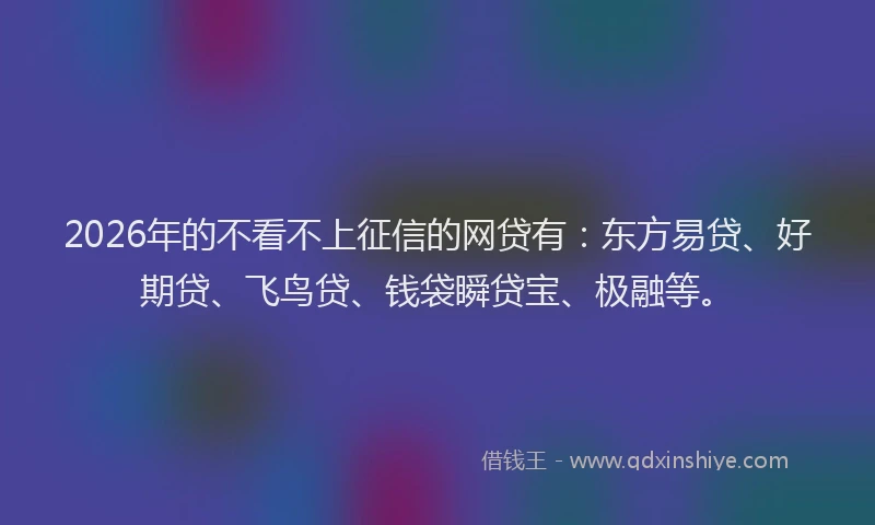 2026年的不看不上征信的网贷有：东方易贷、好期贷、飞鸟贷、钱袋瞬贷宝、极融等。