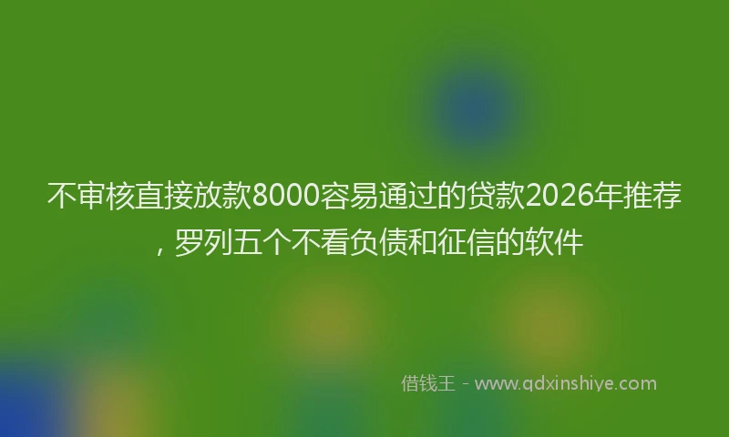 不审核直接放款8000容易通过的贷款2026年推荐，罗列五个不看负债和征信的软件