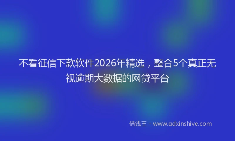 不看征信下款软件2026年精选，整合5个真正无视逾期大数据的网贷平台