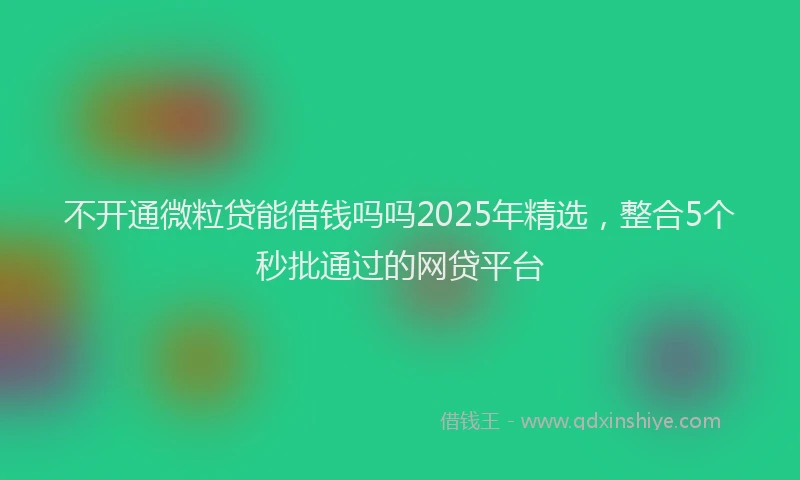 不开通微粒贷能借钱吗吗2025年精选，整合5个秒批通过的网贷平台