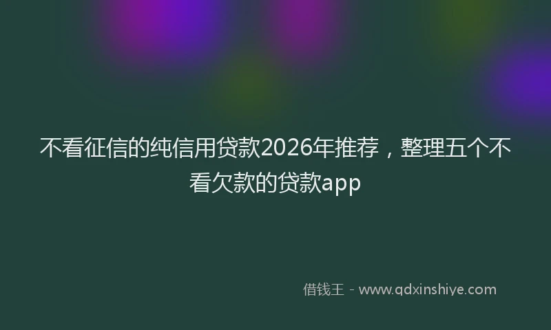 不看征信的纯信用贷款2026年推荐，整理五个不看欠款的贷款app
