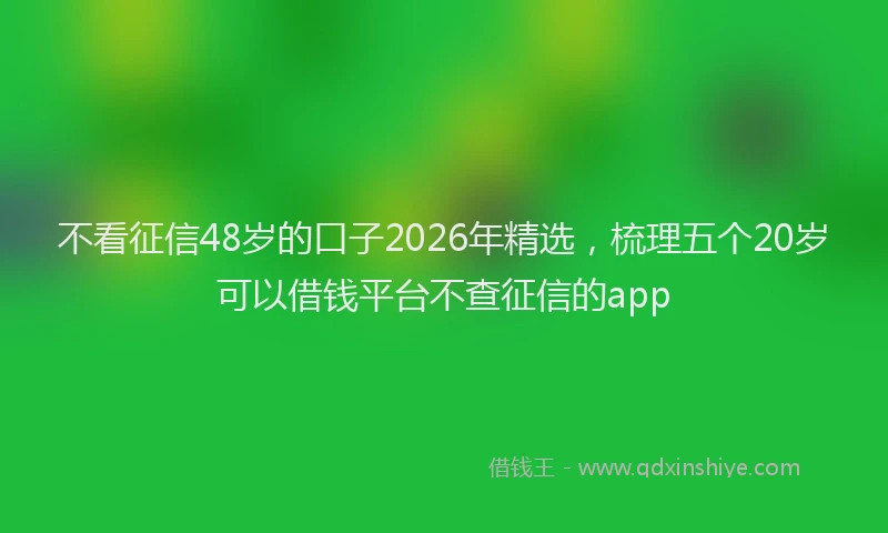 不看征信48岁的口子2026年精选，梳理五个20岁可以借钱平台不查征信的app