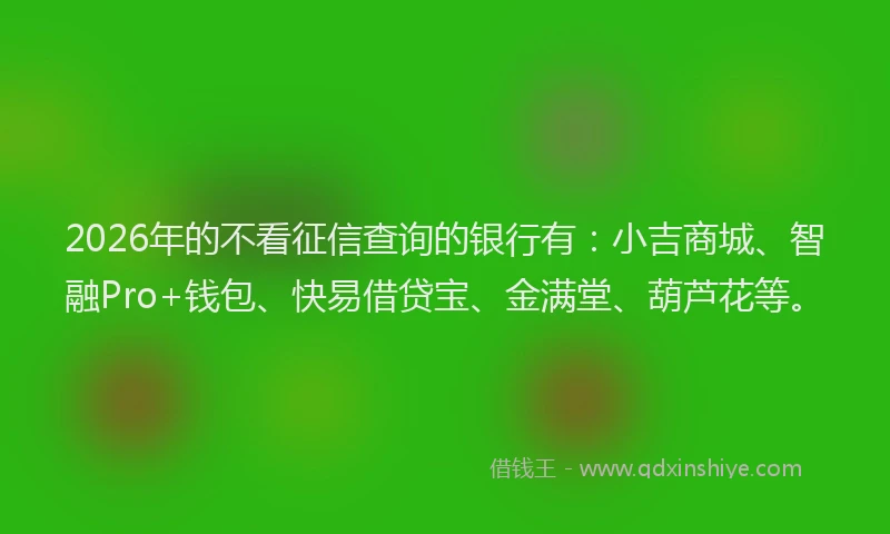 2026年的不看征信查询的银行有：小吉商城、智融Pro+钱包、快易借贷宝、金满堂、葫芦花等。