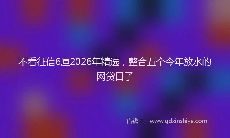 不看征信6厘2026年精选,整合五个今年放水的网贷口子