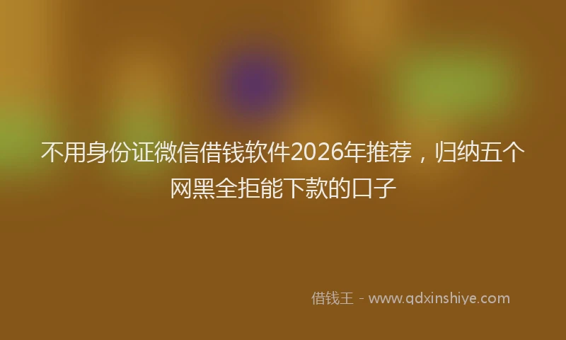 不用身份证微信借钱软件2026年推荐，归纳五个网黑全拒能下款的口子