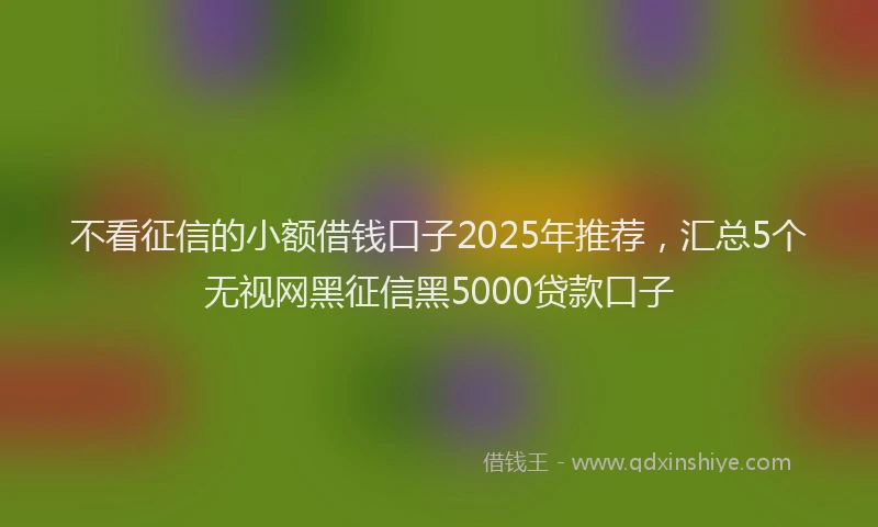 不看征信的小额借钱口子2025年推荐，汇总5个无视网黑征信黑5000贷款口子