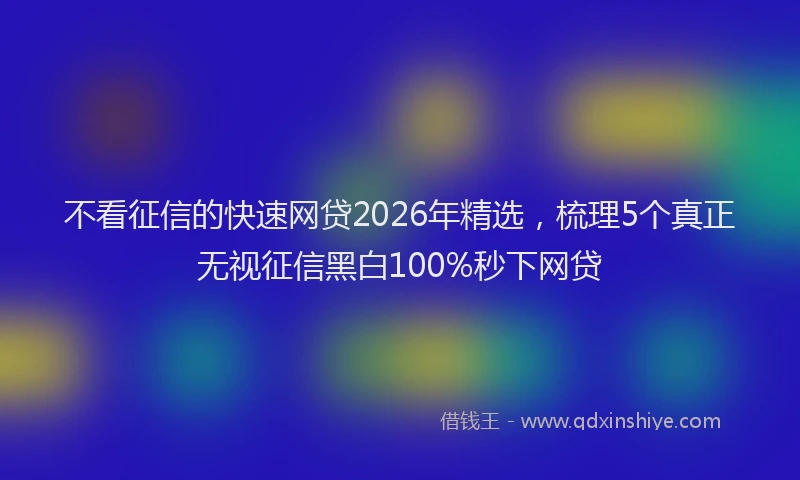 不看征信的快速网贷2026年精选，梳理5个真正无视征信黑白100%秒下网贷