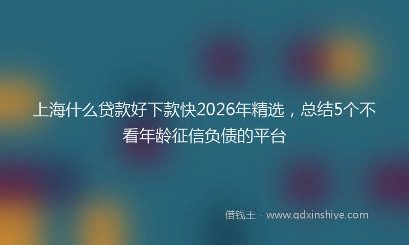 上海什么贷款好下款快2026年精选，总结5个不看年龄征信负债的平台
