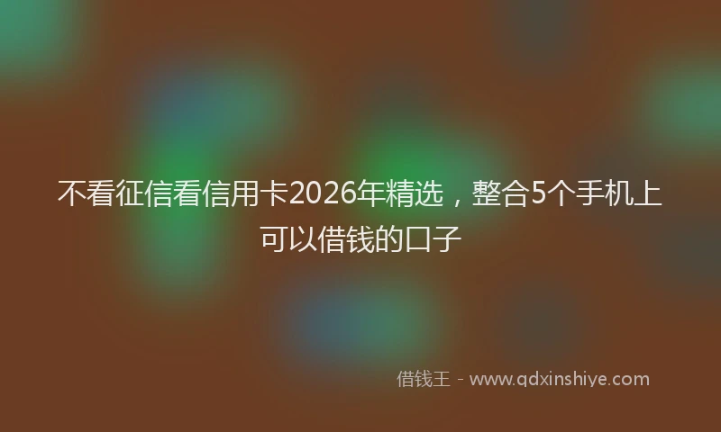 不看征信看信用卡2026年精选，整合5个手机上可以借钱的口子