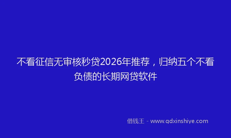 不看征信无审核秒贷2026年推荐,归纳五个不看负债的长期网贷软件