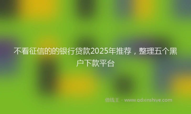 不看征信的的银行贷款2025年推荐，整理五个黑户下款平台
