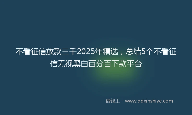不看征信放款三千2025年精选，总结5个不看征信无视黑白百分百下款平台