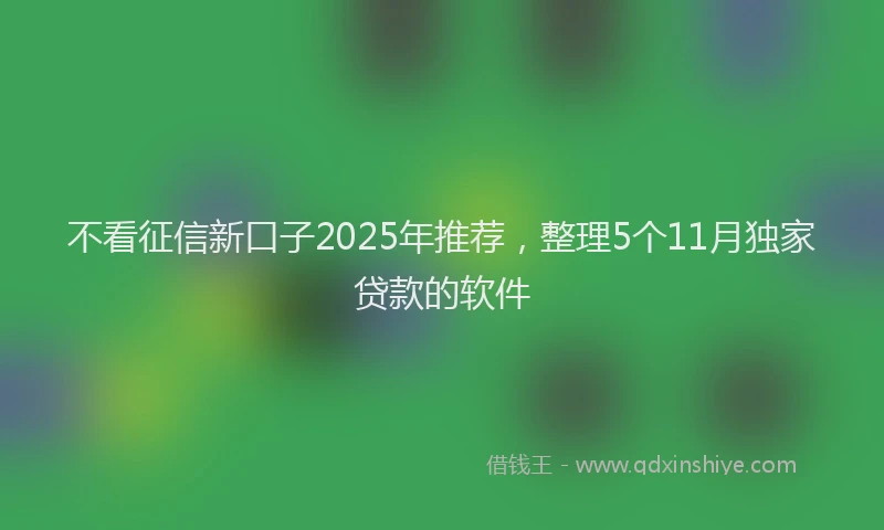 不看征信新口子2025年推荐,整理5个11月独家贷款的软件