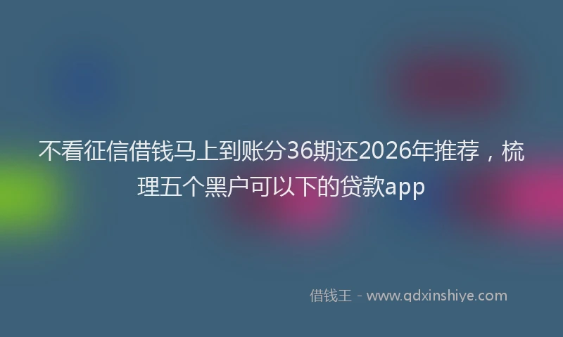 不看征信借钱马上到账分36期还2026年推荐，梳理五个黑户可以下的贷款app