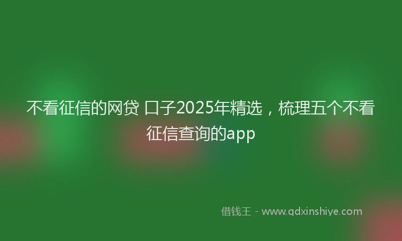 不看征信的网贷 口子2025年精选，梳理五个不看征信查询的app