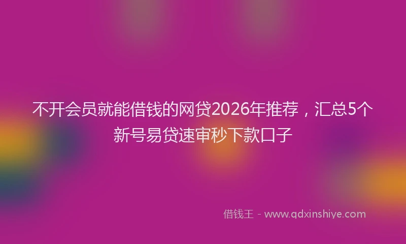 不开会员就能借钱的网贷2026年推荐，汇总5个新号易贷速审秒下款口子