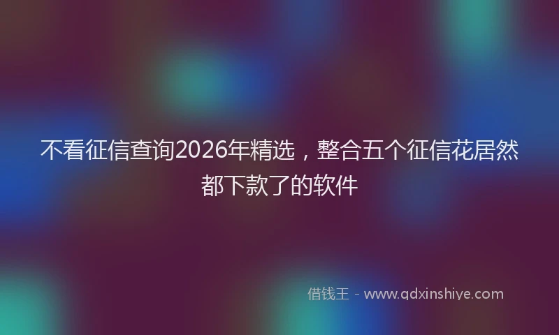不看征信查询2026年精选,整合五个征信花居然都下款了的软件