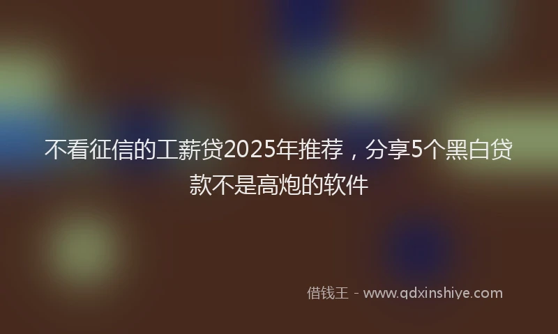 不看征信的工薪贷2025年推荐，分享5个黑白贷款不是高炮的软件