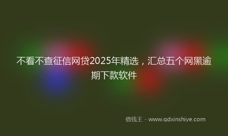 不看不查征信网贷2025年精选，汇总五个网黑逾期下款软件