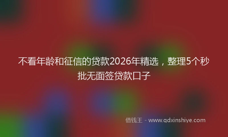 不看年龄和征信的贷款2026年精选，整理5个秒批无面签贷款口子