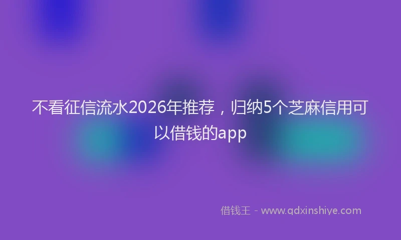 不看征信流水2026年推荐，归纳5个芝麻信用可以借钱的app