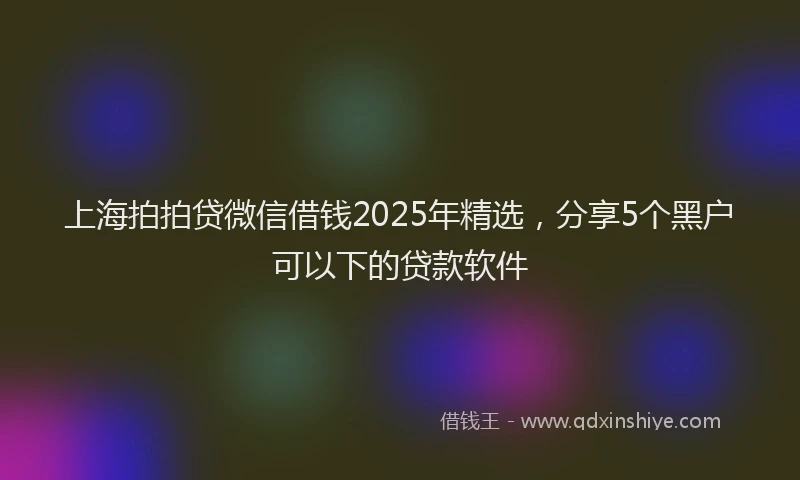 上海拍拍贷微信借钱2025年精选，分享5个黑户可以下的贷款软件