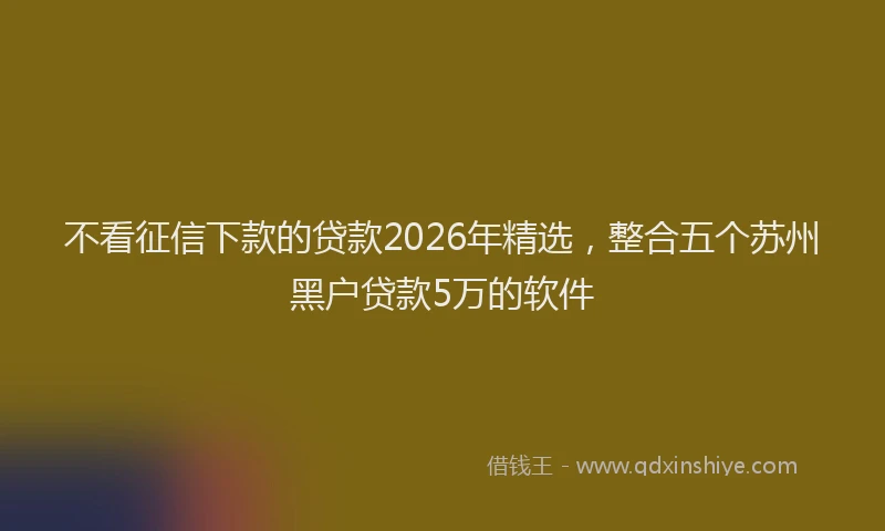 不看征信下款的贷款2026年精选,整合五个苏州黑户贷款5万的软件