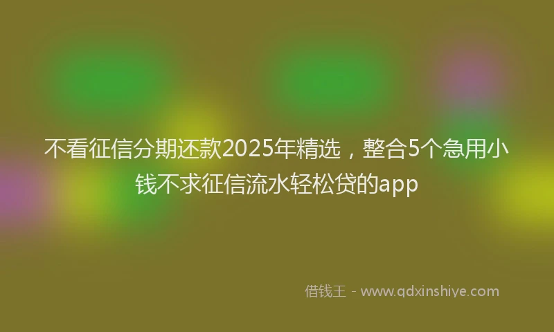 不看征信分期还款2025年精选，整合5个急用小钱不求征信流水轻松贷的app