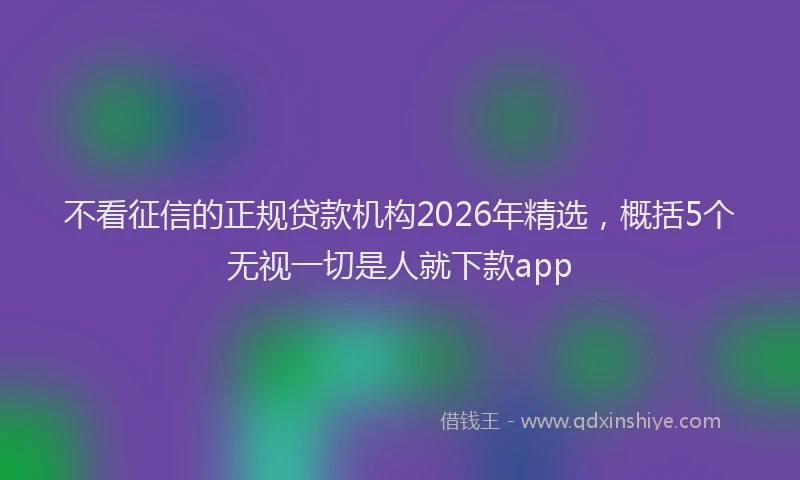 不看征信的正规贷款机构2026年精选,概括5个无视一切是人就下款app