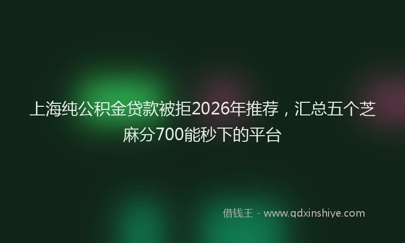 上海纯公积金贷款被拒2026年推荐，汇总五个芝麻分700能秒下的平台