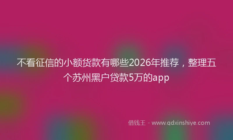 不看征信的小额货款有哪些2026年推荐，整理五个苏州黑户贷款5万的app