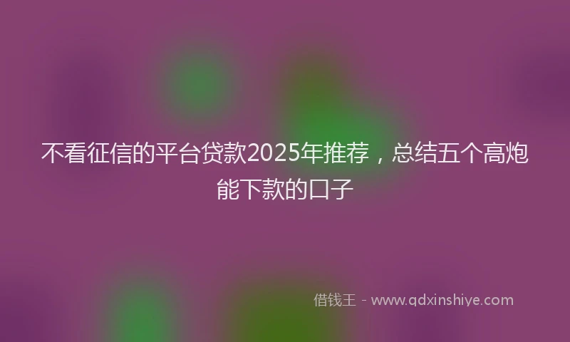 不看征信的平台贷款2025年推荐，总结五个高炮能下款的口子