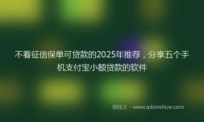 不看征信保单可贷款的2025年推荐，分享五个手机支付宝小额贷款的软件