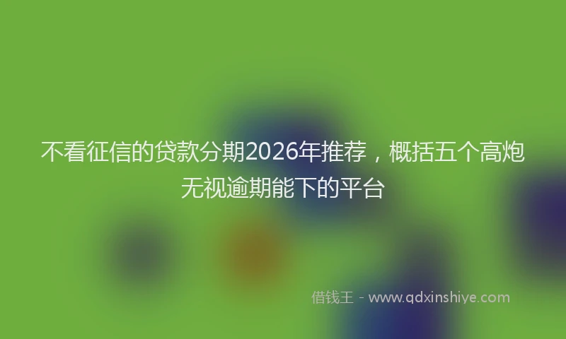 不看征信的贷款分期2026年推荐，概括五个高炮无视逾期能下的平台