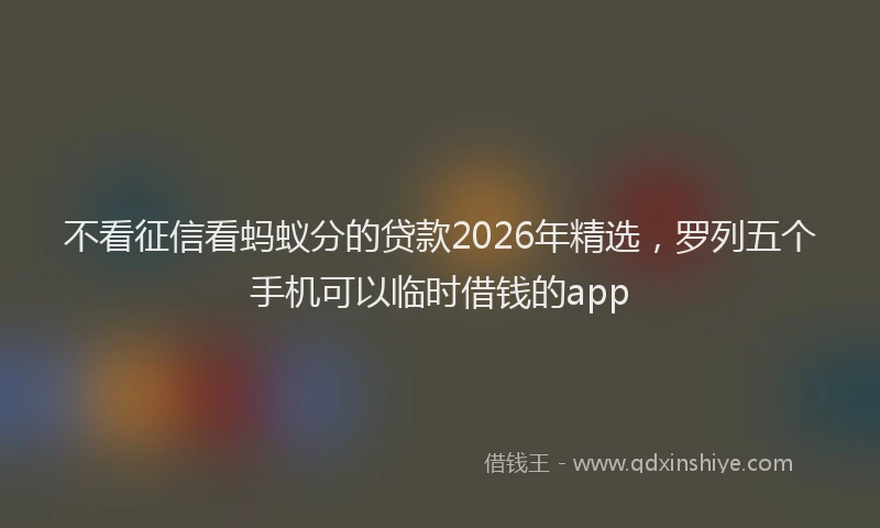 不看征信看蚂蚁分的贷款2026年精选，罗列五个手机可以临时借钱的app