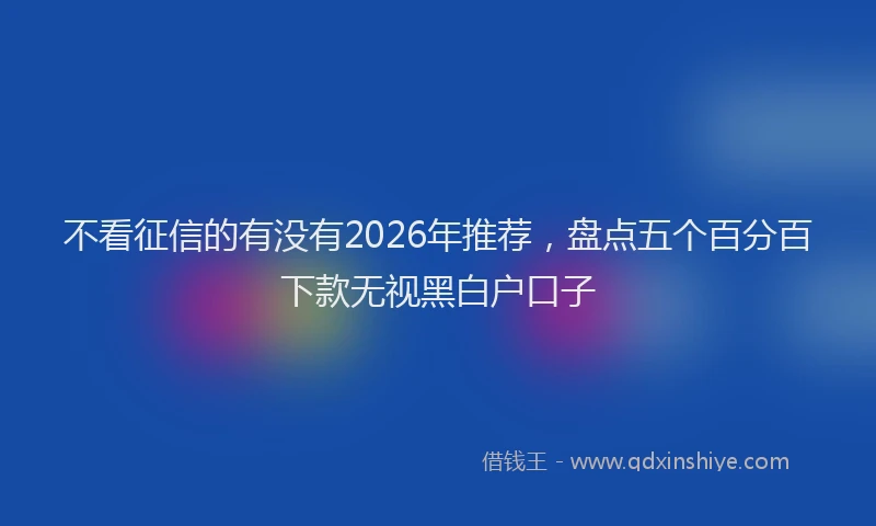 不看征信的有没有2026年推荐，盘点五个百分百下款无视黑白户口子