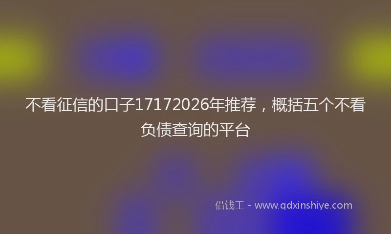 不看征信的口子17172026年推荐，概括五个不看负债查询的平台
