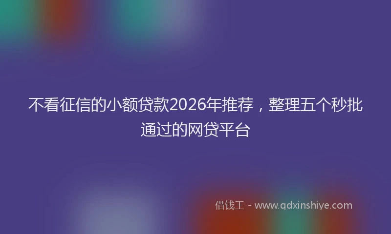 不看征信的小额贷款2026年推荐，整理五个秒批通过的网贷平台