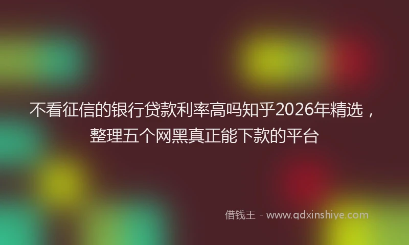 不看征信的银行贷款利率高吗知乎2026年精选，整理五个网黑真正能下款的平台