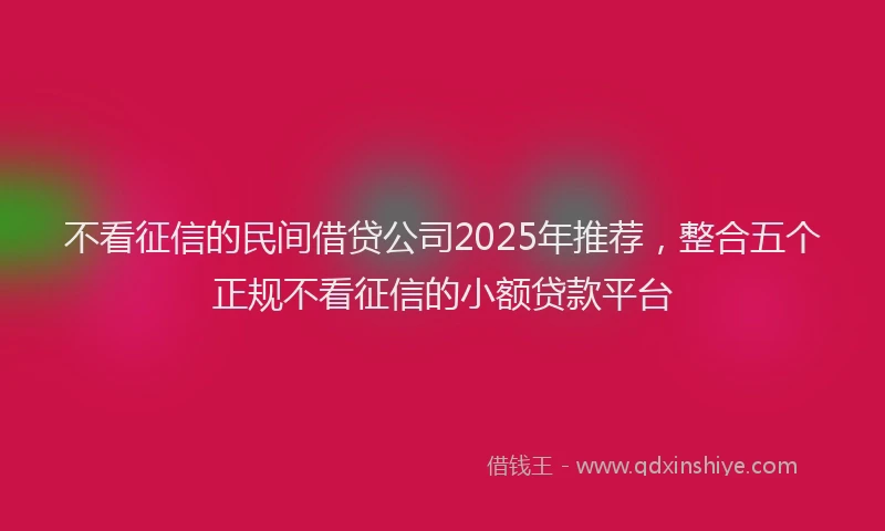 不看征信的民间借贷公司2025年推荐，整合五个正规不看征信的小额贷款平台
