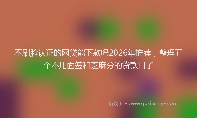 不刷脸认证的网贷能下款吗2026年推荐,整理五个不用面签和芝麻分的贷款口子