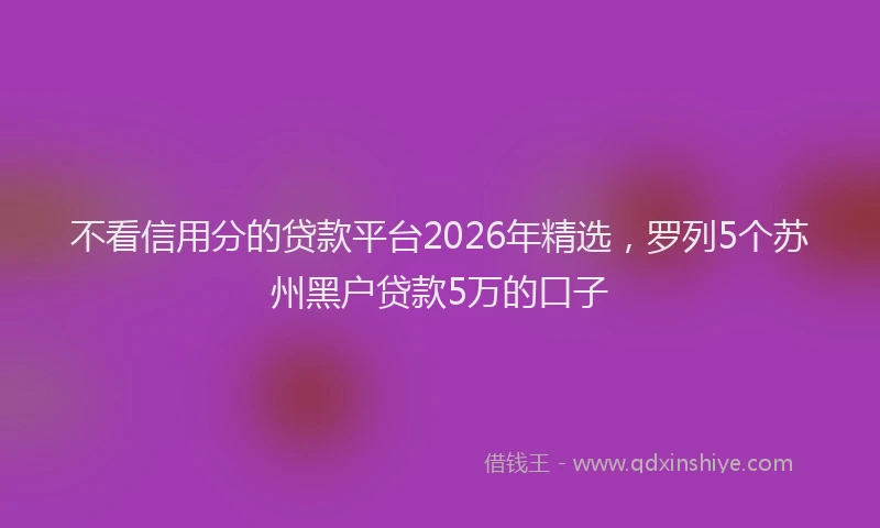 不看信用分的贷款平台2026年精选，罗列5个苏州黑户贷款5万的口子