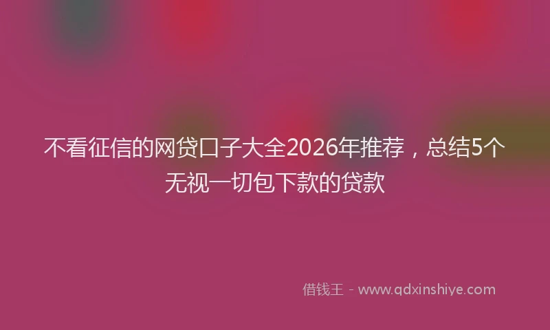 不看征信的网贷口子大全2026年推荐，总结5个无视一切包下款的贷款