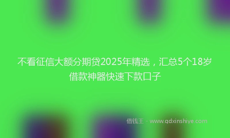 不看征信大额分期贷2025年精选，汇总5个18岁借款神器快速下款口子