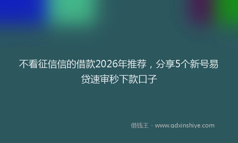 不看征信信的借款2026年推荐，分享5个新号易贷速审秒下款口子