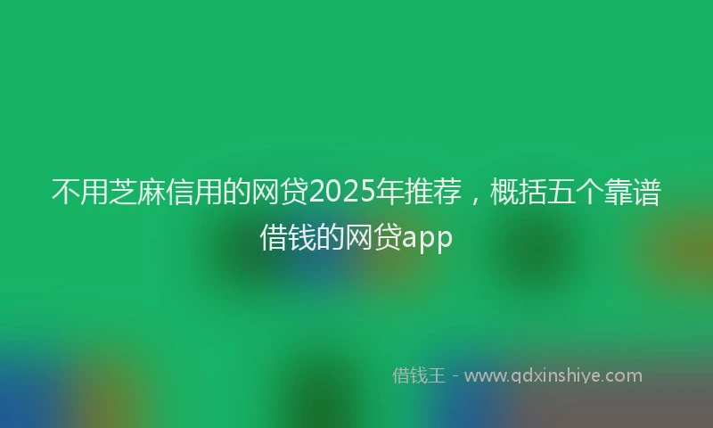 不用芝麻信用的网贷2025年推荐，概括五个靠谱借钱的网贷app