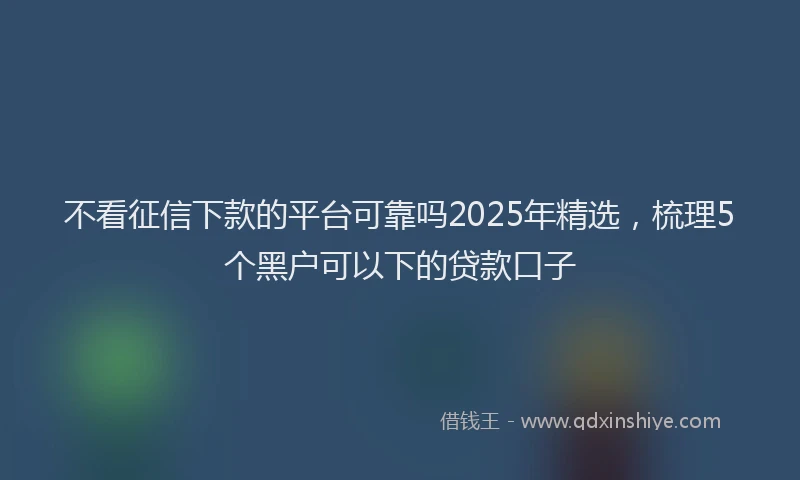 不看征信下款的平台可靠吗2025年精选,梳理5个黑户可以下的贷款口子