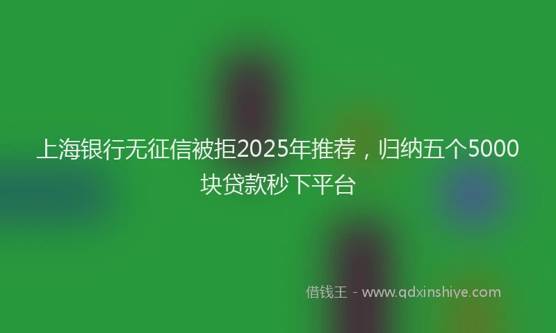 上海银行无征信被拒2025年推荐，归纳五个5000块贷款秒下平台