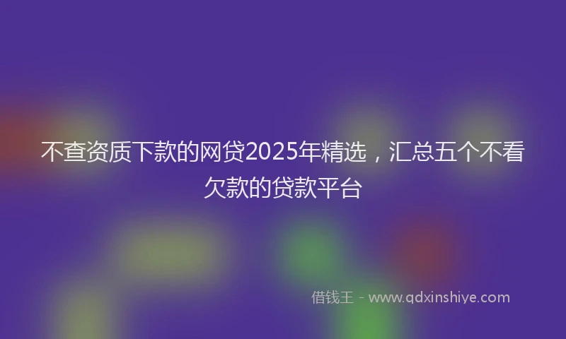 不查资质下款的网贷2025年精选,汇总五个不看欠款的贷款平台